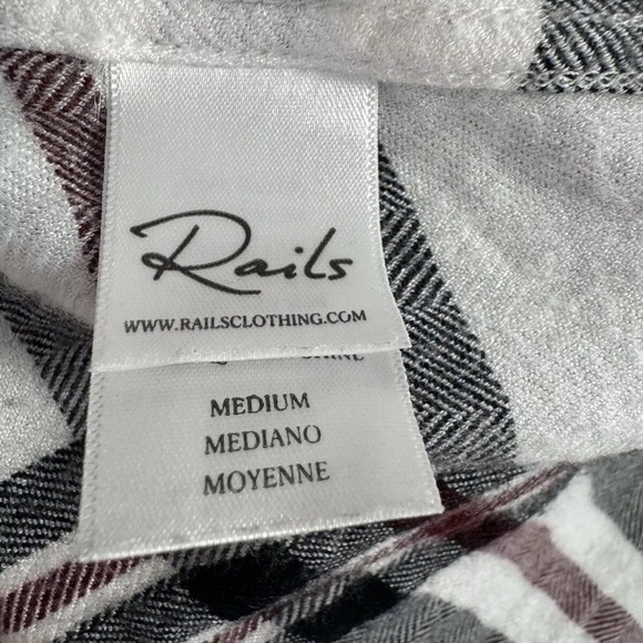 Rails Shirt S M Hunter White Navy Plaid Button Flannel Top 90s Grunge California - Picture 8 of 10
